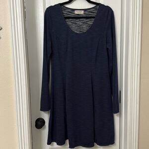 Max studio weekend navy blue long sleeve fit and flare dress size L
